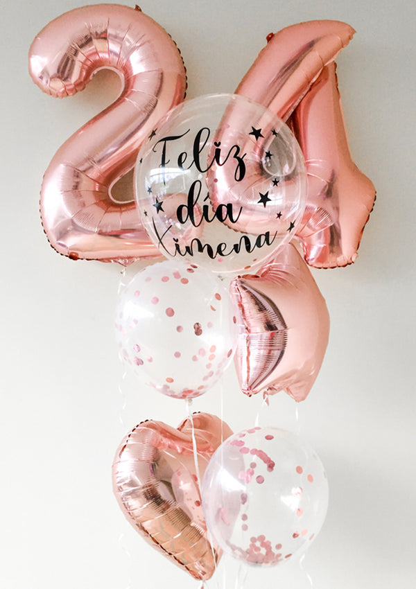 Ramo de globos de cumpleaños para niñas, colorido paquete de
